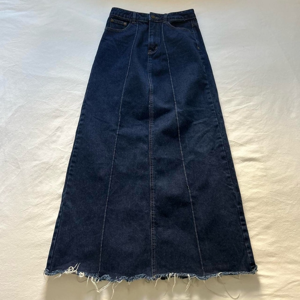 dissh denim maxi skirt